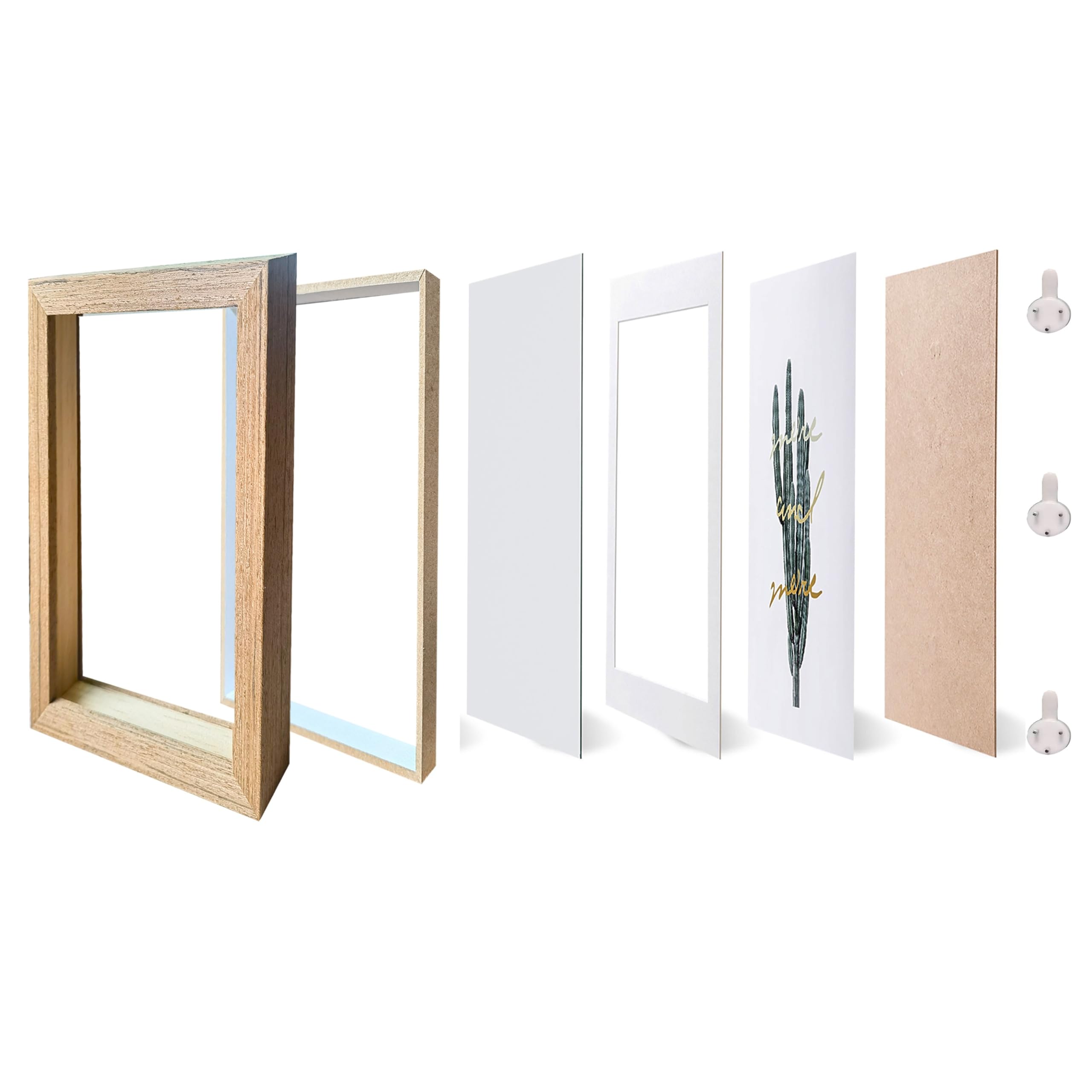Dohomi 8x8 Shadow Box Frame Original wood Shadow Box Display Case 3 Pack Picture Frames Glass Surface Internal Depth 0.6 inch fo